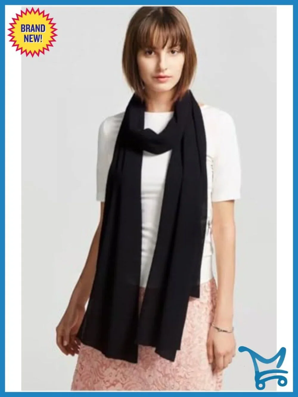 100% Silk Long Oblong Scarf Shawl Wrap Gift Packed